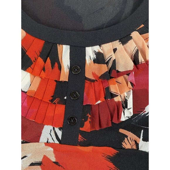 Kay Unger Y2K Medium Cinched Ruched Waist Multicolor Abstract Print Ruffled Top - Picture 15 of 15